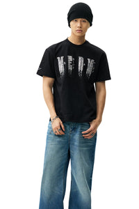 MEDM Sequin Phantom Letter Loose Crew Neck T-Shirt Unisex