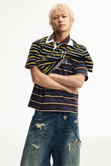 MEDM Shell Embroidery Stripe Couple Tee