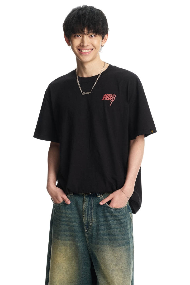 Dangerouspeople DSP Speed‑Theme Slogan Cotton Loose Couple Tee