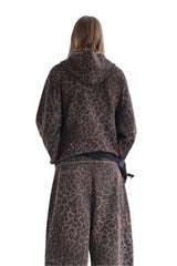 MASONPRINCE | Gothic Leopard Print Stud & Patchwork Embroidery Hooded Jacket