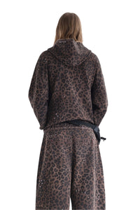 MASONPRINCE | Gothic Leopard Print Stud & Patchwork Embroidery Hooded Jacket