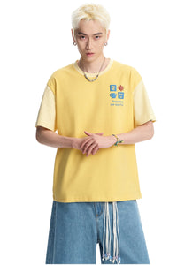 Dangerouspeople DSP Logo Small‑D Color‑Block Summer Cool‑Touch Couple Tee