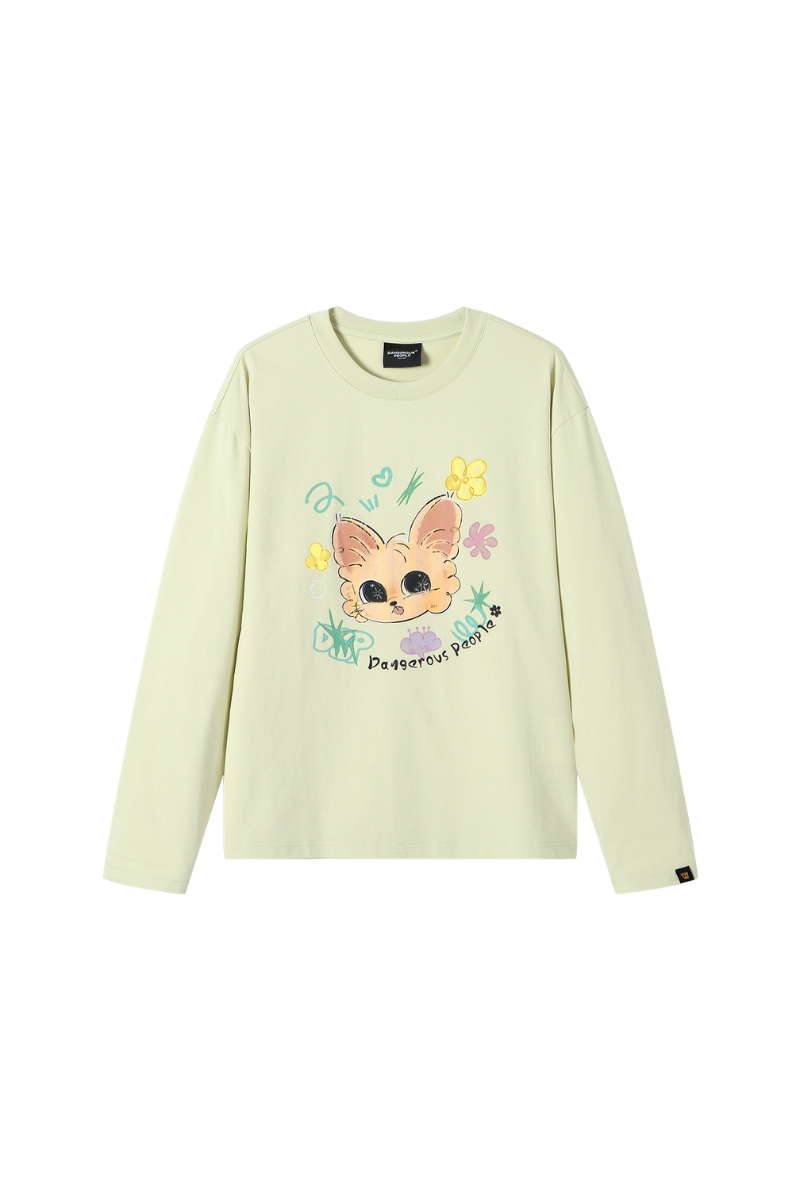 Dangerouspeople | Cat Floral Print Drop Shoulder Tee