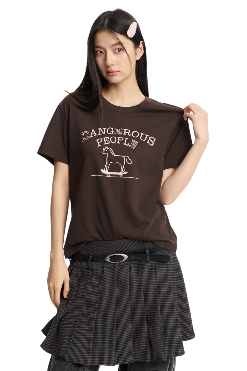 DangerousPeople DSP Pony Series Color‑Block Skateboard Pony Tee