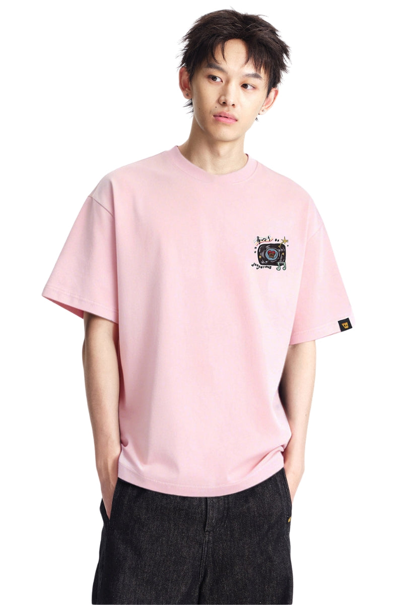 DangerousPeople DSP Mini‑D Vinyl Record Crew Neck Cotton Loose Casual T‑Shirt