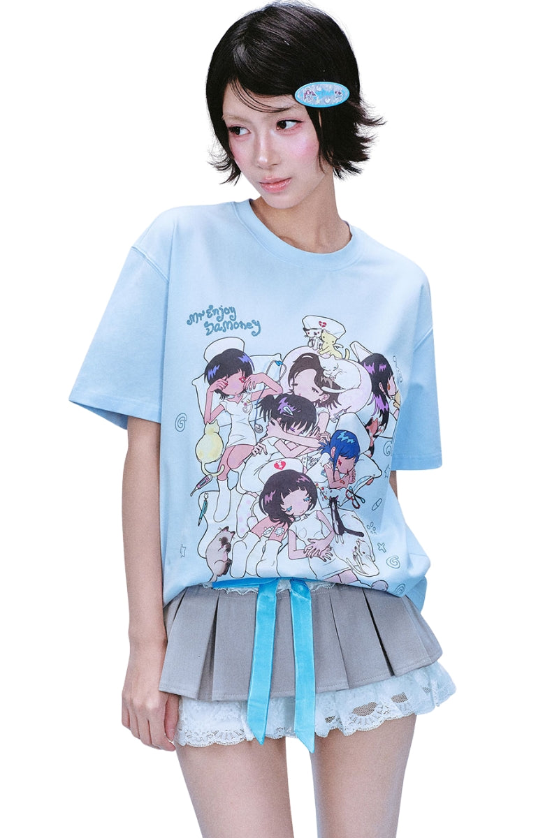 MEDM × Niaoyiyi | Nap Cartoon Versatile Women Crew Tee
