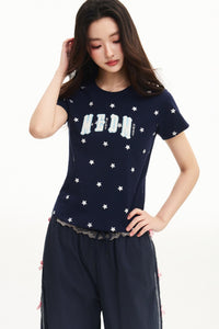 MEDM Graffiti Star Print Raglan Tee