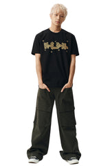 MEDM Rhinestone Puzzle Loose Crew Neck T-Shirt