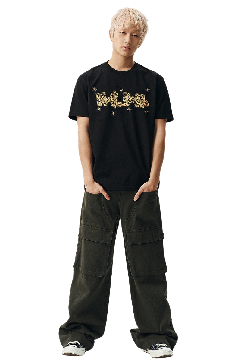 MEDM Rhinestone Puzzle Loose Crew Neck T-Shirt
