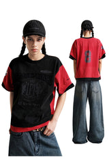 MASONPRINCE Retro Patchwork Print Color Block Tee
