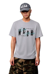 MEDM 3D Logo Embroidery Contrast Color Cooling Crew Neck Tee