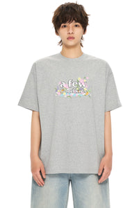 AFGK | Floral Embroidered Heavyweight Tee, American Casual Unisex T-Shirt