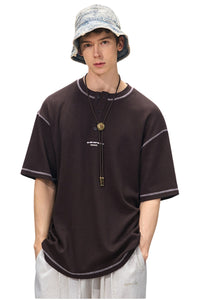 BJHG Waffle Knit Short‑Sleeve T‑Shirt American Loose Unisex Summer Tee