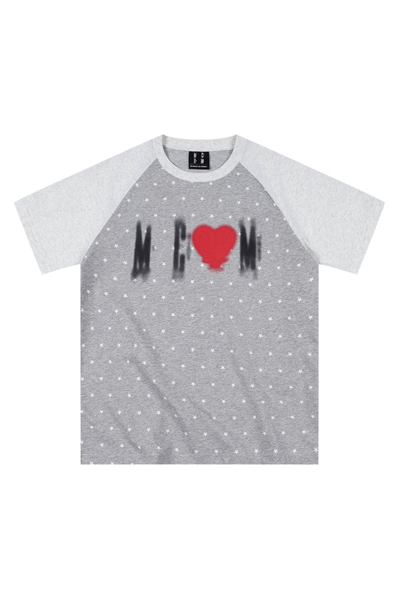 MEDM All Over Star Heart Print Couple Tee