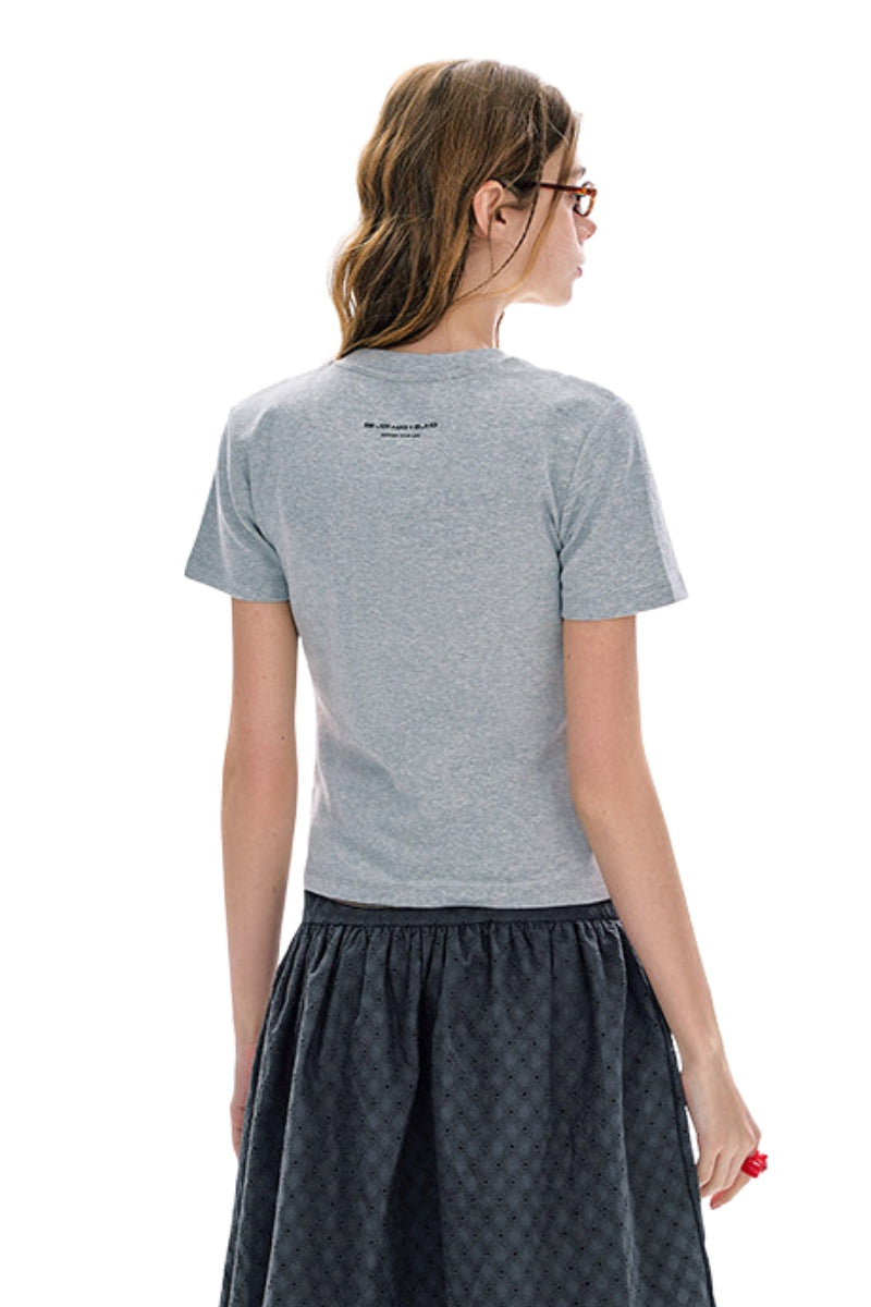 BJHG Women's Lazy Cat Straight‑Shoulder Tee