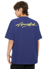 AFGK | Script Embroidery Tee, American Relaxed Unisex Loose T-Shirt