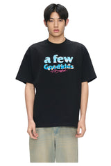 AFGK | Beach Towel Embroidery Shell Tee, Unisex Casual Couple T-Shirt