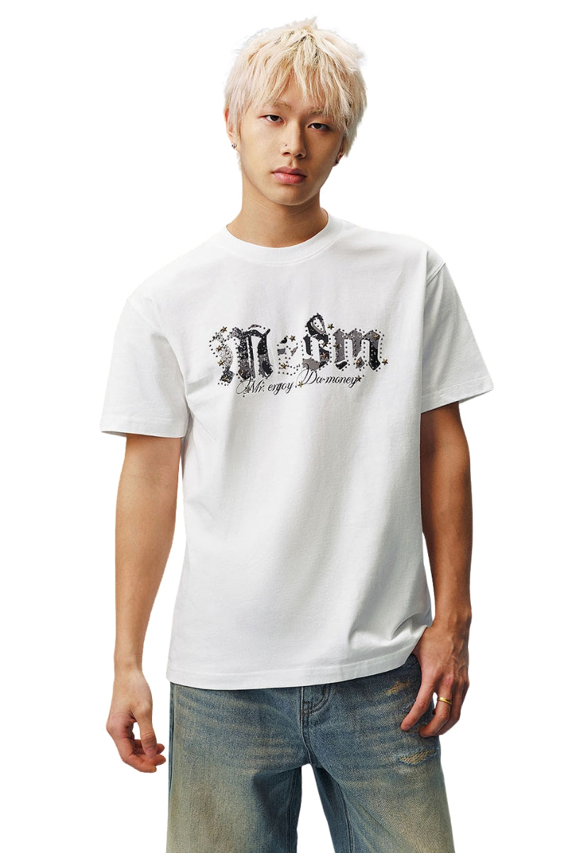 MEDM Star Beaded Camo Oversized Couple Summer Tee