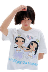 MEDM x YUY Co-branded Angel Print Heart Embroidery Crew Neck Tee