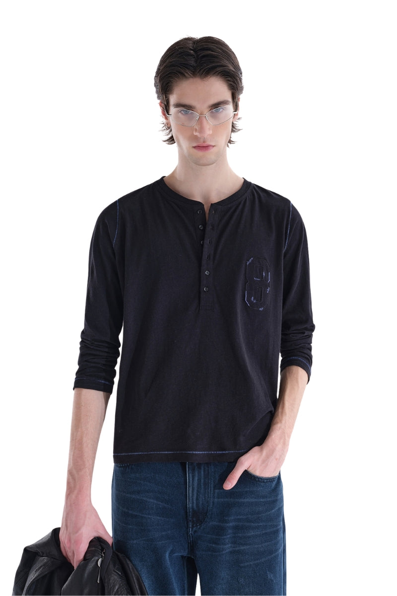MASONPRINCE Hemp Henley Long Sleeve T-Shirt