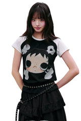 MEDM YUY Jade Big Face Bone Women Slim Raglan Tee