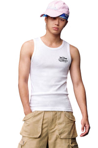 MEDM Classic Script Letter Embroidery Heavyweight Men Sleeveless Tank Top