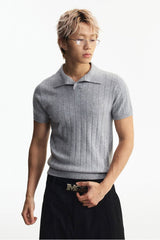 MEDM Quiet Luxury Knit Relaxed Unisex Short Sleeve Polo Shirt