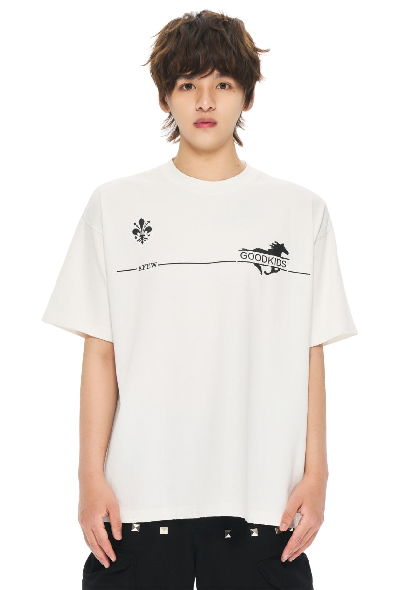 AFGK | Horse Logo Tee, American Streetwear Unisex Loose T-Shirt