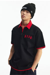 MEDM Air Layer Fake Two Piece Loose Polo Shirt Unisex Summer Lapel Tee