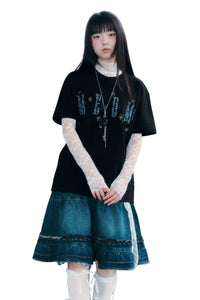 MEDM × YUY Jade Blue Floral Back Graphic Crew Neck Tee