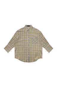 MASONPRINCE Camp Flocked Print Plaid Lightweight Shirt