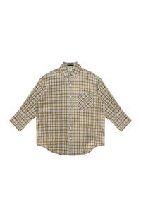 MASONPRINCE Camp Flocked Print Plaid Lightweight Shirt