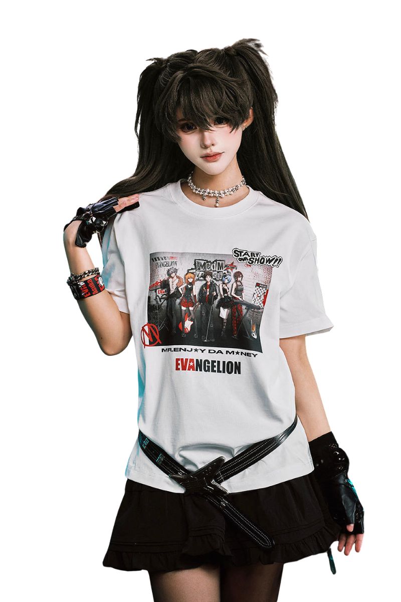 MEDM x EVA NEVER END Main KV Poster Print Crew Neck Summer Street Casual Tee