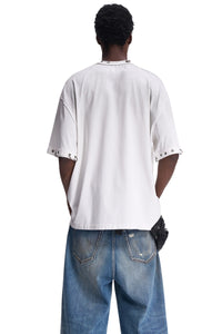 MASONPRINCE | Rivet Metal Stud Curved Print Short Sleeve Tee