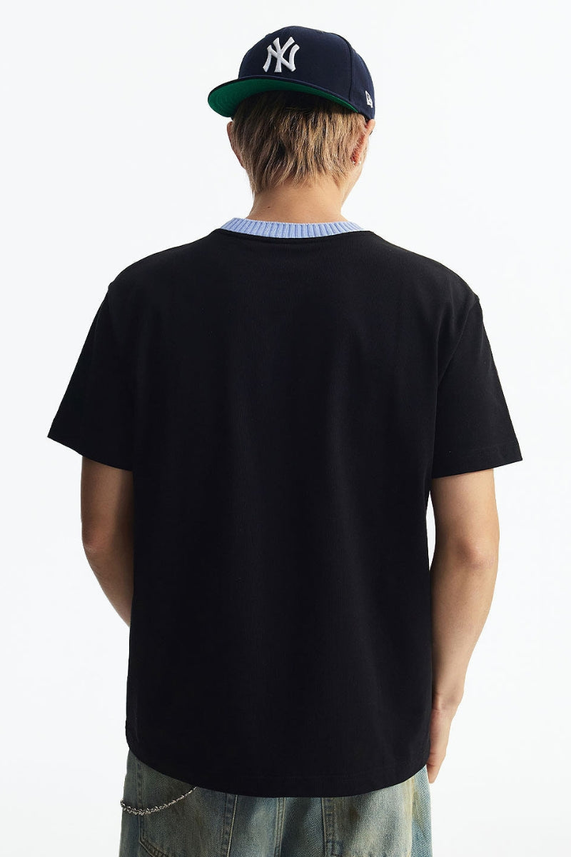 MEDM Colorful Knitted Collar T-shirt
