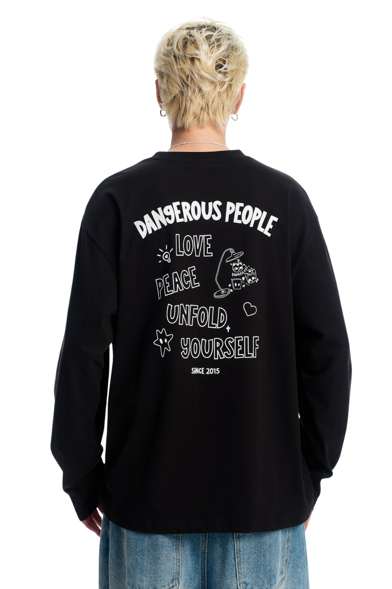 Dangerouspeople | Color Changing Print Letter Long Sleeve Tee