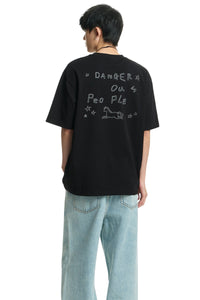 DangerousPeople DSP｜Dashed Horse Print 3D Embroidery Sorona Short‑Sleeve T‑Shirt