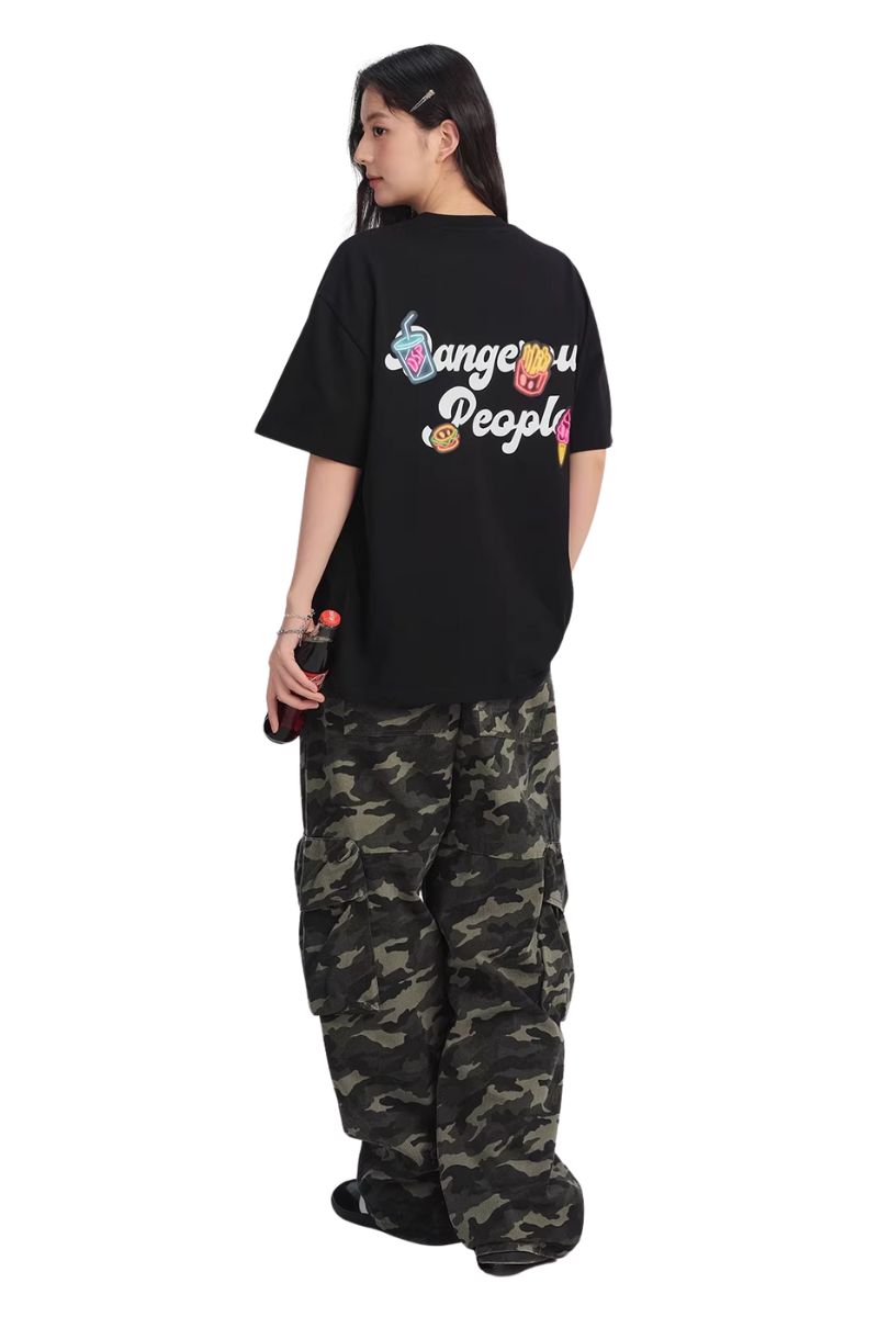 Dangerous People Playful Hamburger Foam Print Tee