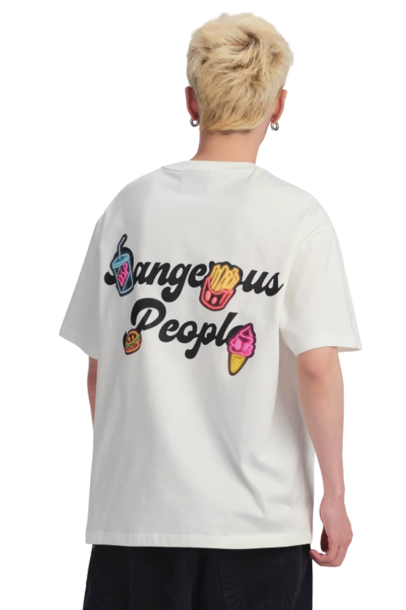 Dangerous People Playful Hamburger Foam Print Tee