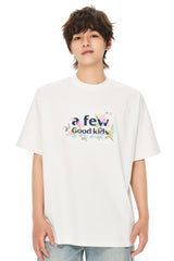 AFGK | Floral Embroidered Heavyweight Tee, American Casual Unisex T-Shirt