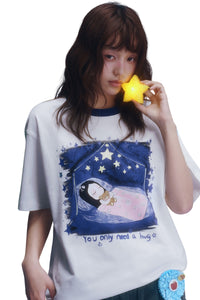 MEDM x Iria's Mailbox Starry Sky Glitter Print Cute Tee