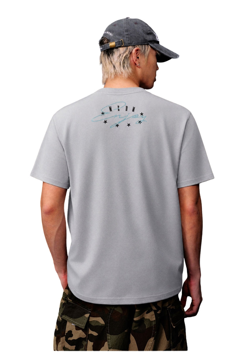 MEDM 3D Logo Embroidery Contrast Color Cooling Crew Neck Tee