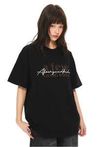 AFGK | Leopard Lace Patch Embroidered Tee, Unisex Summer Cotton T-Shirt