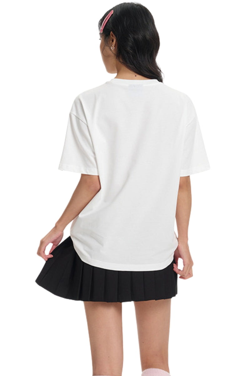 Dangerouspeople DSP Woven Label Pocket Print Tee Loose Drop‑Shoulder Couple T‑Shirt