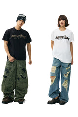 MEDM Camo Print Patch Embroidery Slub Cotton Crew Neck Tee