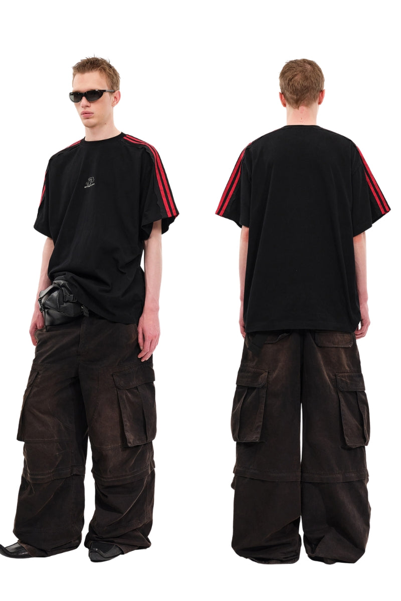 MASONPRINCE Raw Edge Contrast 4-Stripe VI Tee