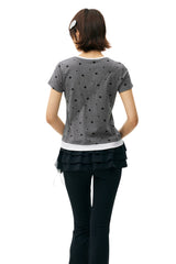 MEDM Fake Two-piece Star Polka Dot Women Tee