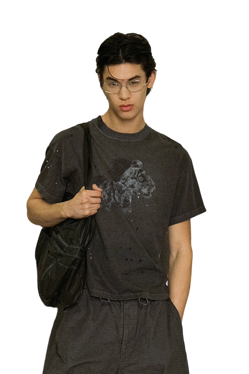 Masonprince Splash Ink Pony Marijuana Cotton Soft Old Short Sleeve Year of Horse