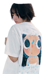 MEDM × YUY Jade Blue Floral Back Graphic Crew Neck Tee