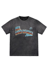 MEDM Gradient Metallic Letter Vintage Washed Distressed Tee